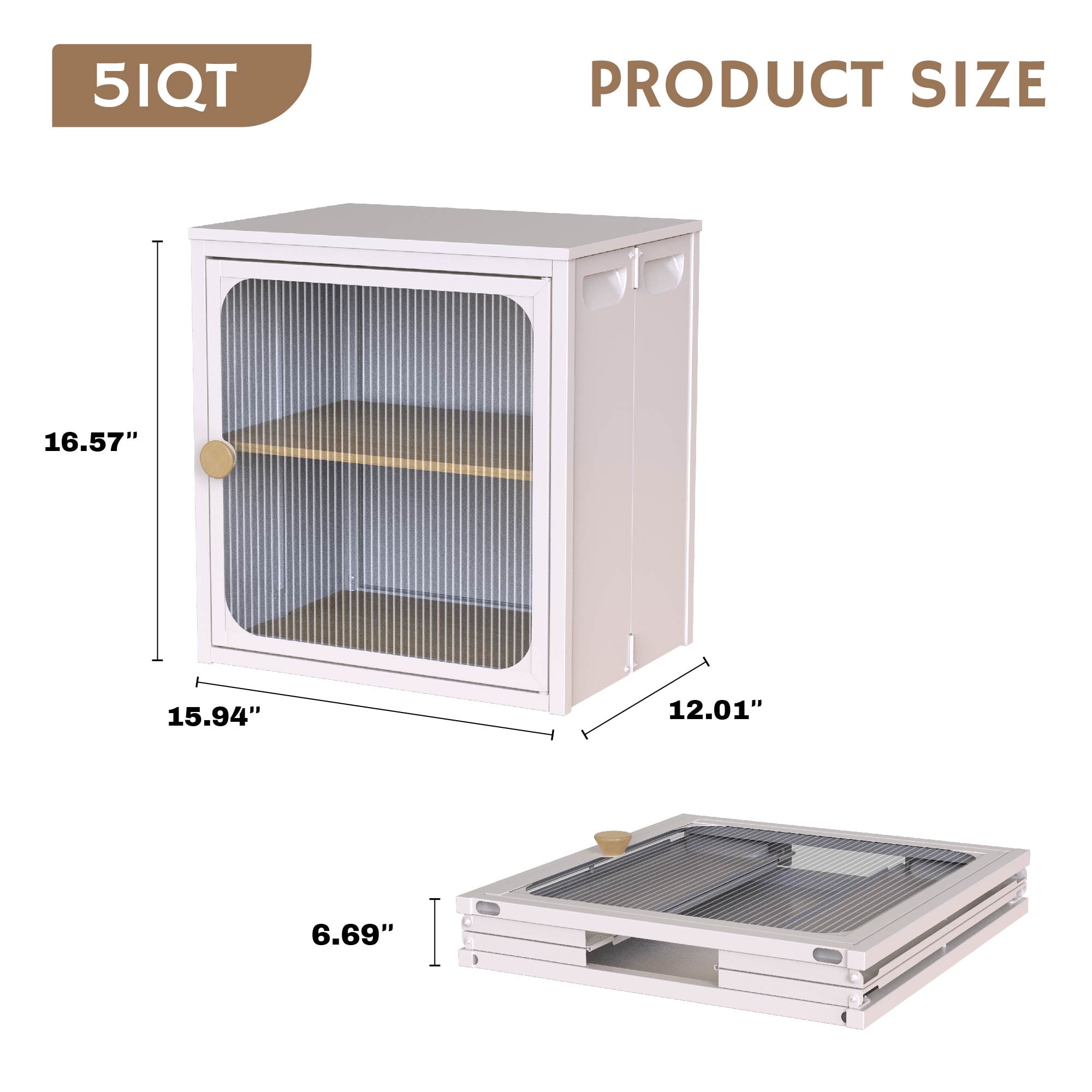 Single Sturdy & Convenient Foldable Cabinet, Durable Steel-Wood Combo With Anti-Slip Design & Quick Fold & Install, Easy To DIY Storage Container With Door, White_voghion.com